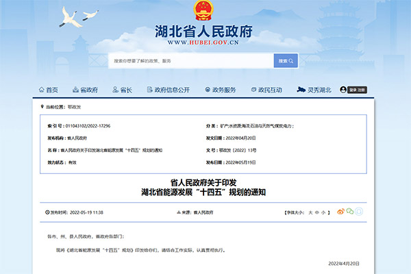 《湖北省能源生长“十四五”妄想》